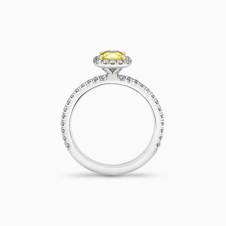Classic Cushion Cut Yellow Diamond Engagement Ring