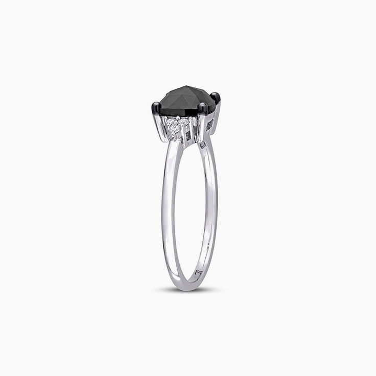 Cushion cut black diamond engagement ring