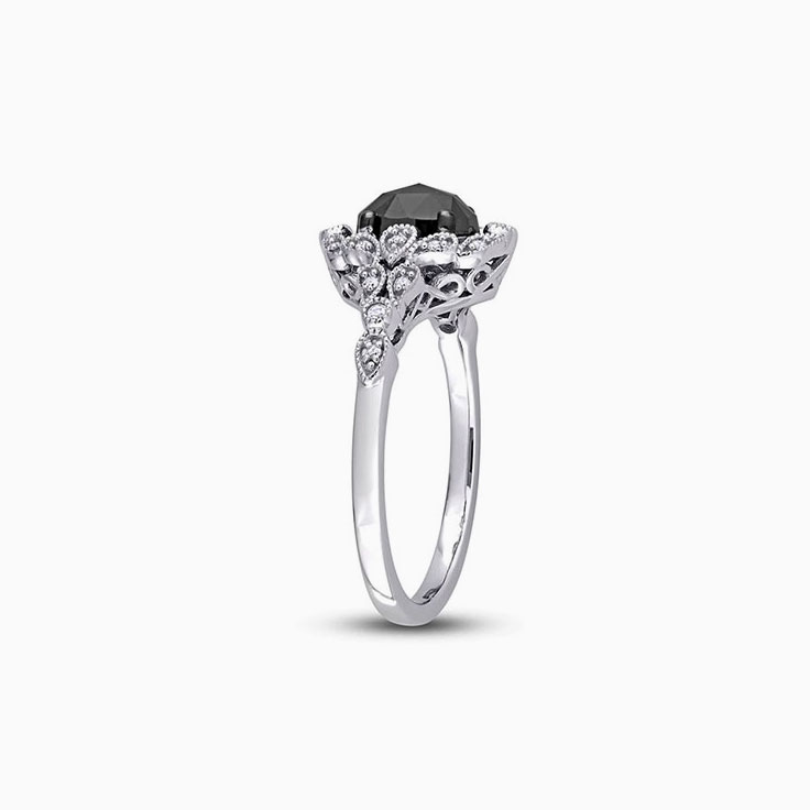 black diamond vintage engagement ring