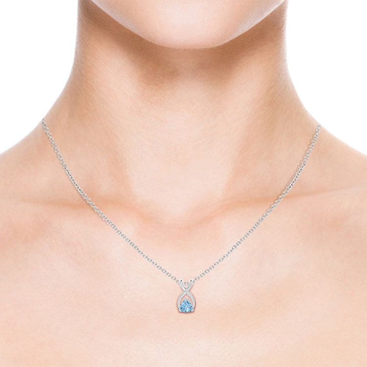 Trillion Aquamarine And Diamond Pendant