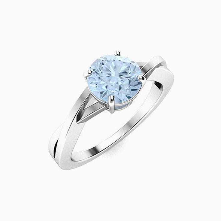Solitaire  Aquamarine Ring