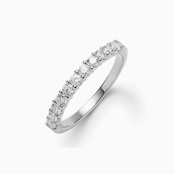 Half Eternity White Topaz Stackable Ring