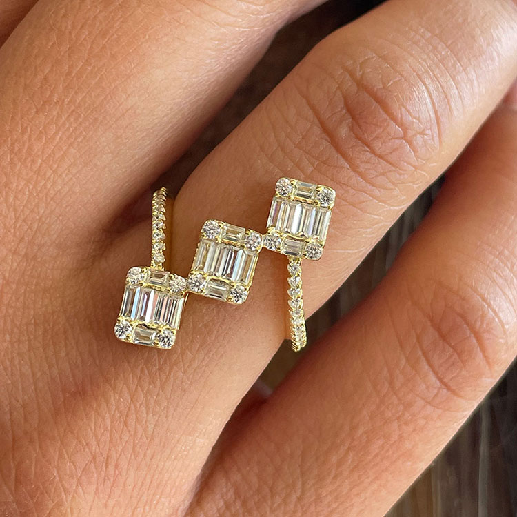 Emerald cut diamond cluster