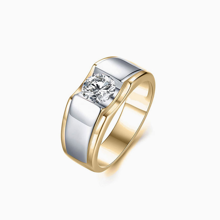Two tone diamond mens wedder