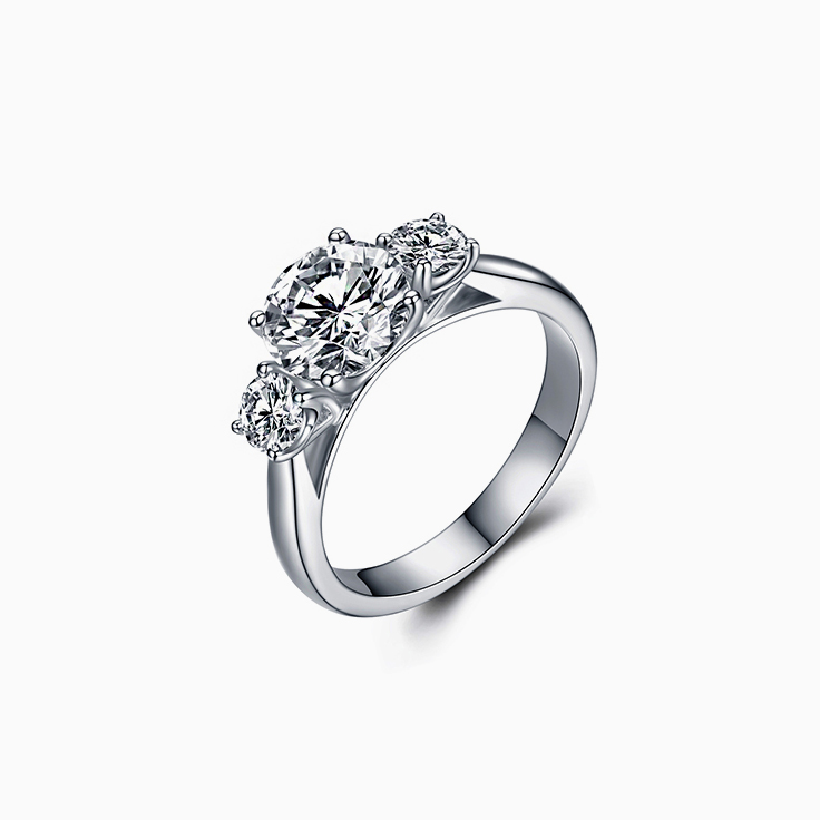 Round Brilliant Cut Diamond Trilogy Engagement Ring
