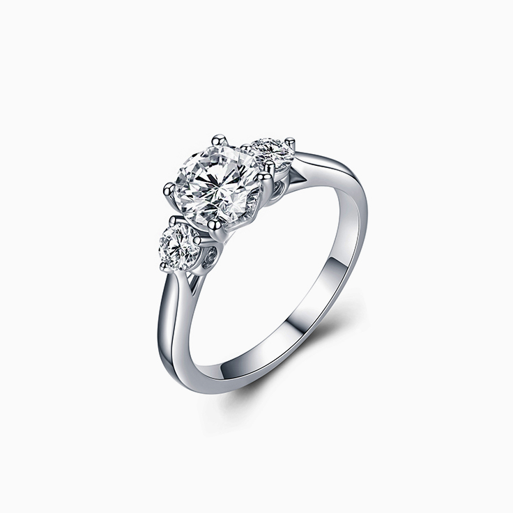 Three Stone Round Brilliant Engagement Ring