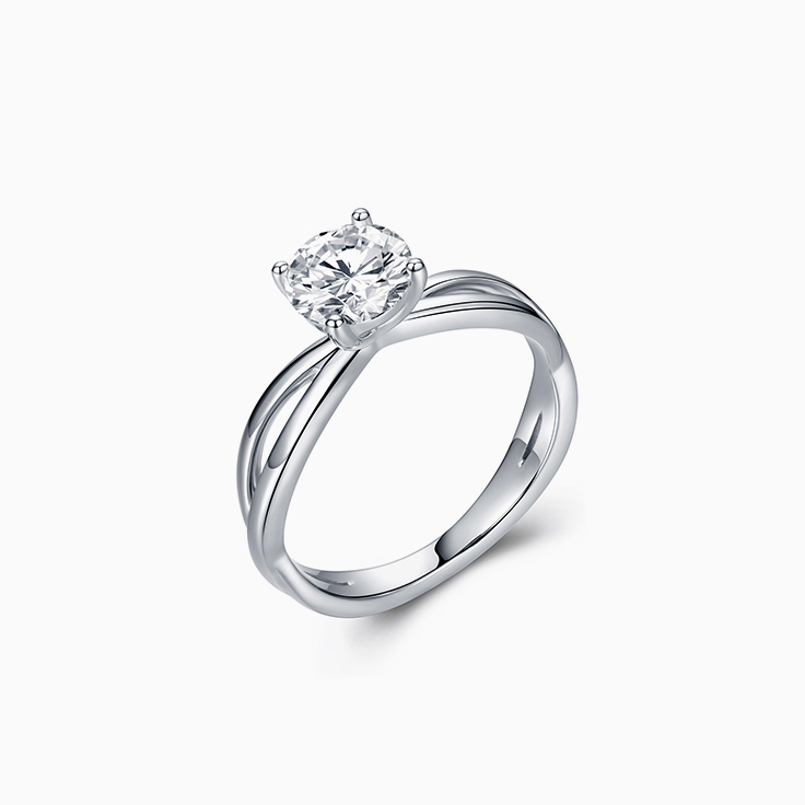Round Brilliant Cut on a Plain Split Shank Engagement Ring