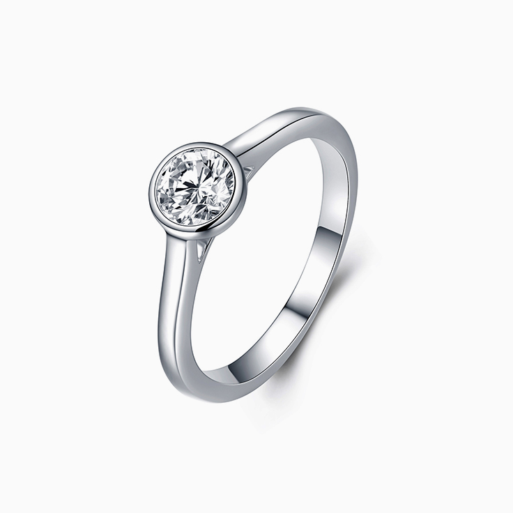 Round Bezel Solitaire Diamond Engagement Ring