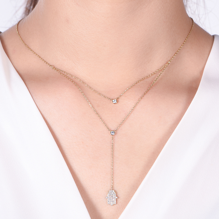 Diamond Khamsa Necklace