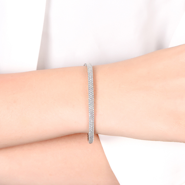 Three Row Pave Set Bangle