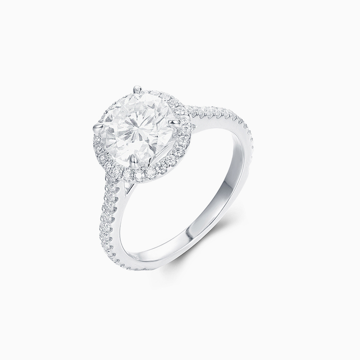 Classic Round Brilliant Engagment ring with a Diamond Halo