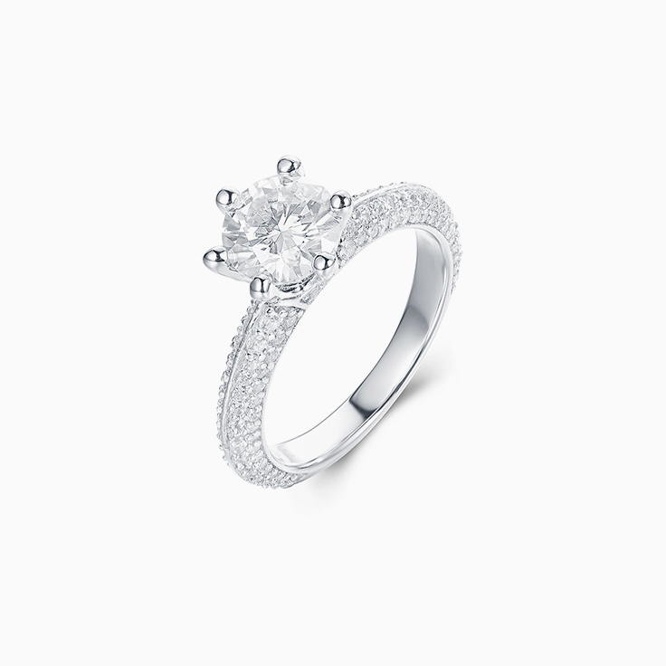 Round Brilliant cut on a Knife Edge Pave Set Engagement Ring