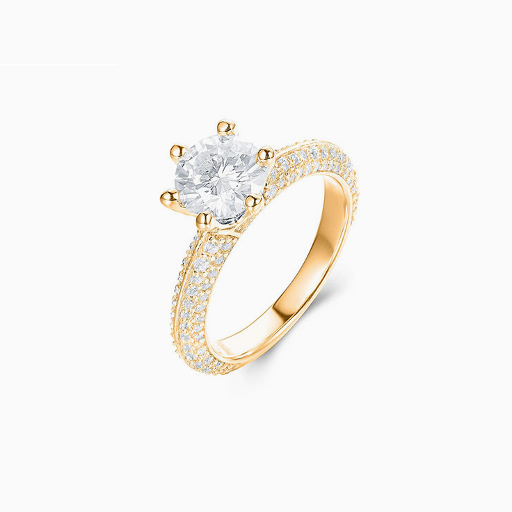 Round Brilliant cut on a Knife Edge Pave Set Engagement Ring