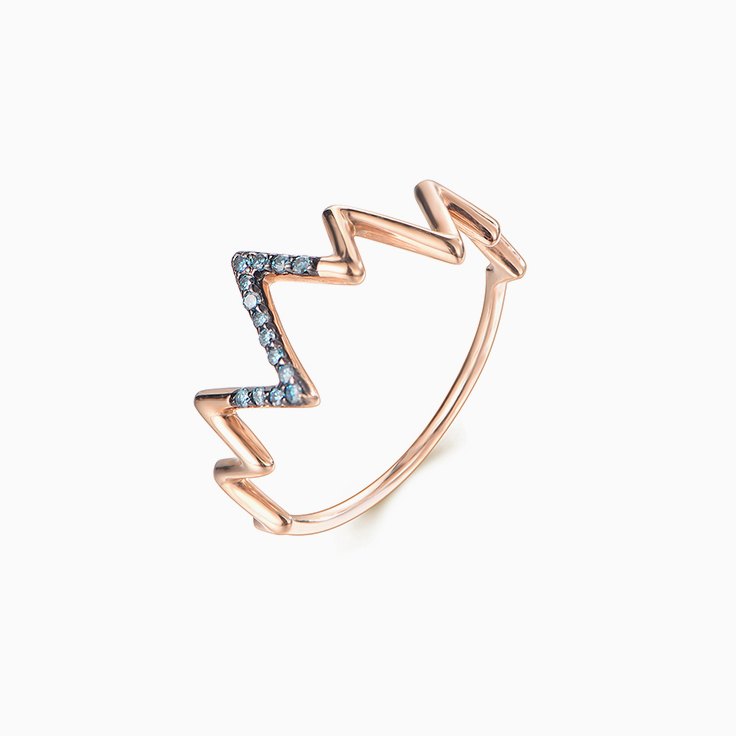 Zig Zag Blue diamond Ring