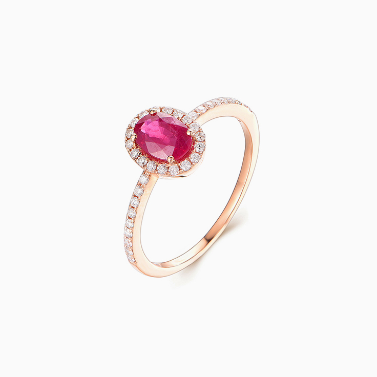 Ruby with Diamond Halo Ring