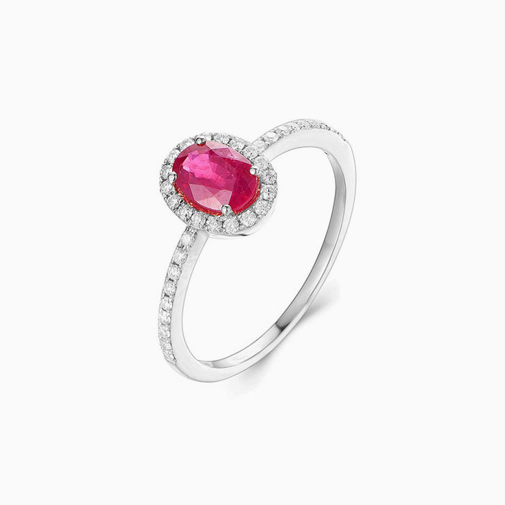 Ruby with Diamond Halo Ring