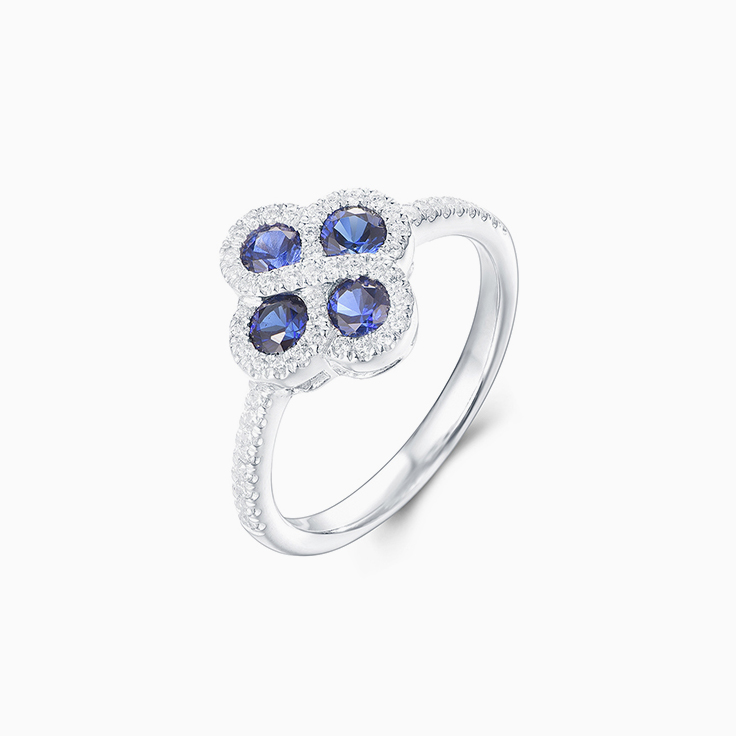 Blue Sapphire Floral Dress Ring