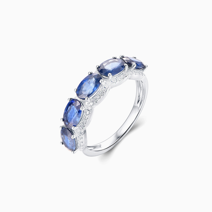 Oval Cut Blue Sapphire Band