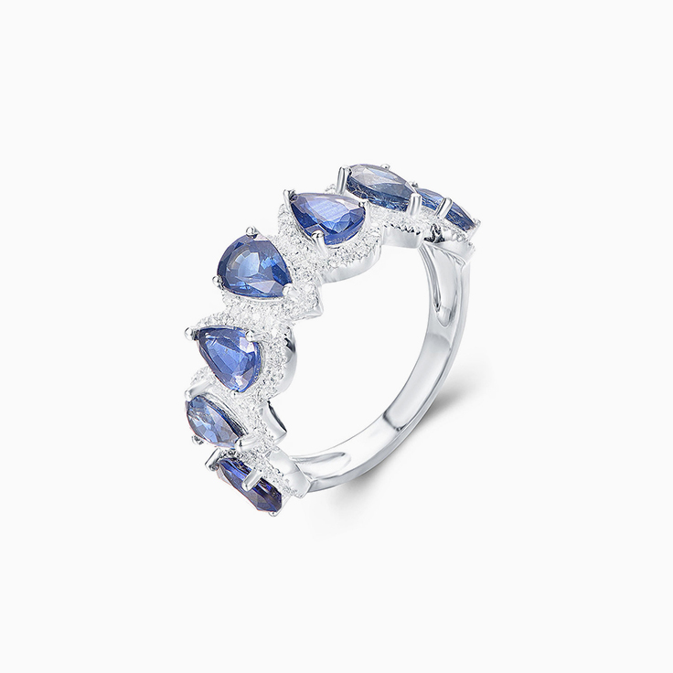 Pear Cut Blue Sapphire Band
