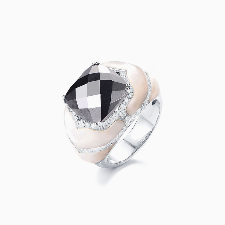 Cushion Hematite with Mother of Pearl
