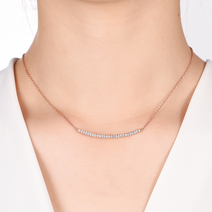 Pave Diamond Bar Necklace