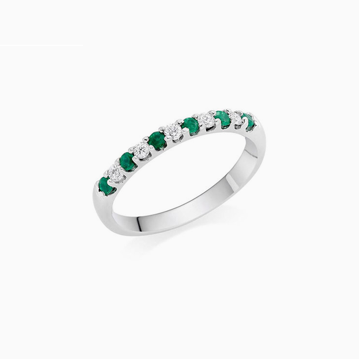 Green Emerald and Diamond Ring