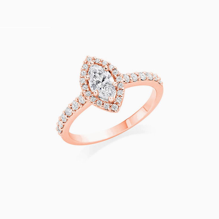 Marquise cut Engagement ring with a diamond halo