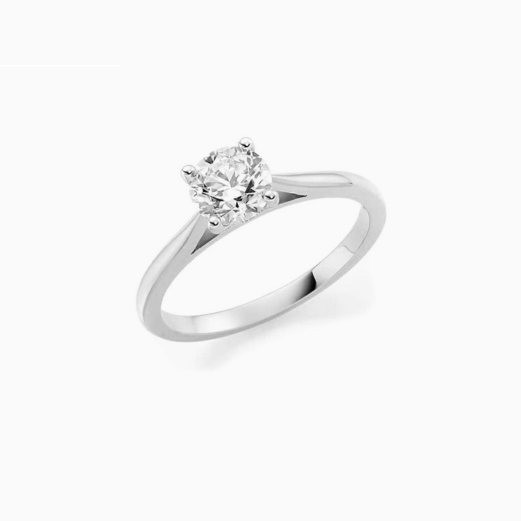 Round brilliant cut engagement ring in a four claw setting