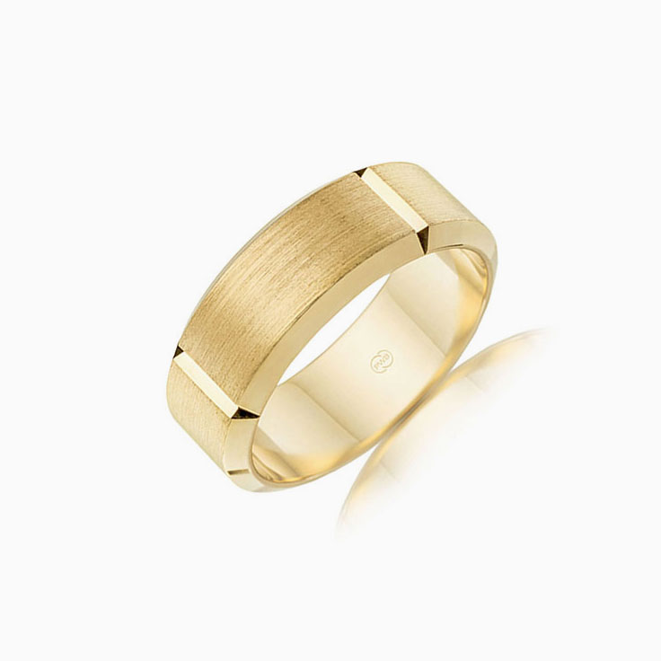 Grooved Mens wedding ring F3411