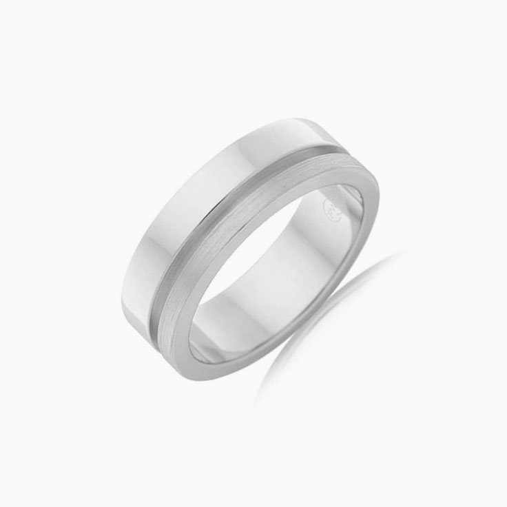 Side Grooved Mens Wedding ring F3441