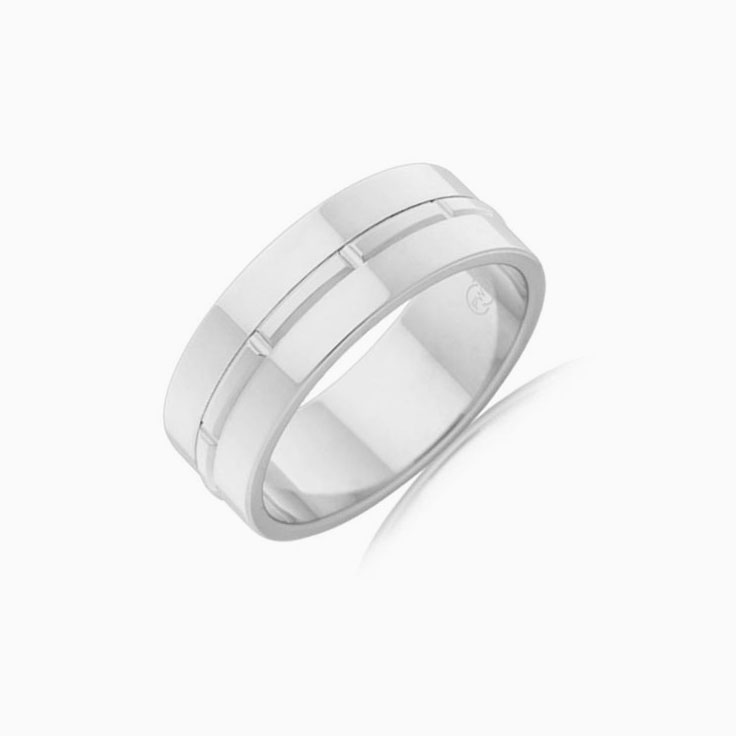 Centre Grooved Mens Ring J3449