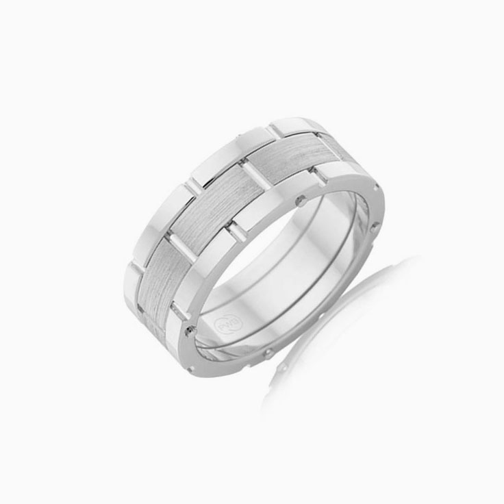 Patterned Mens wedding ring J3991