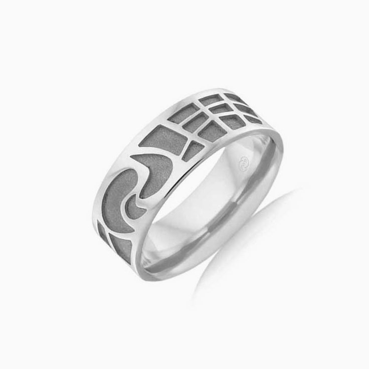 Black Rhodium Pattern mens ring J4057