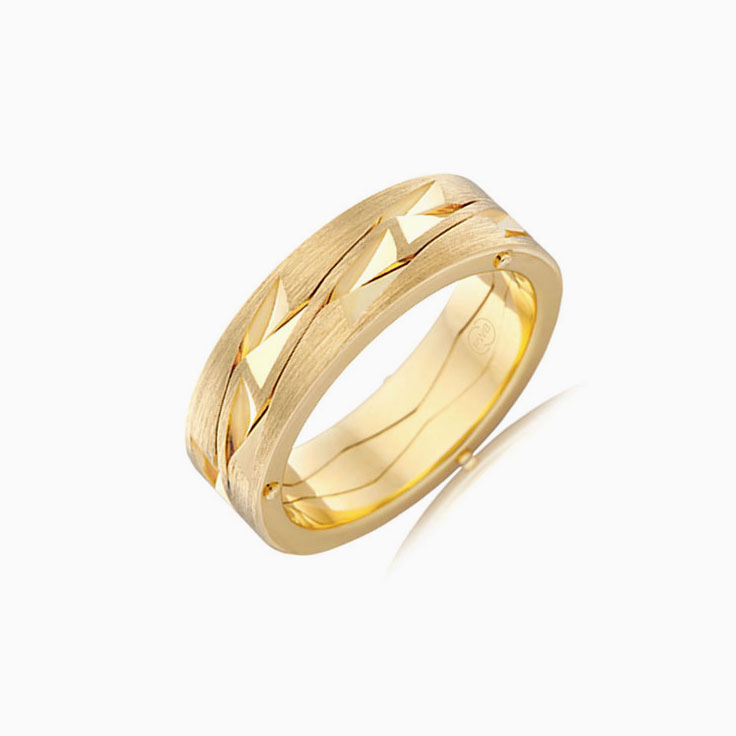 Brushed Finish Patterned Ring