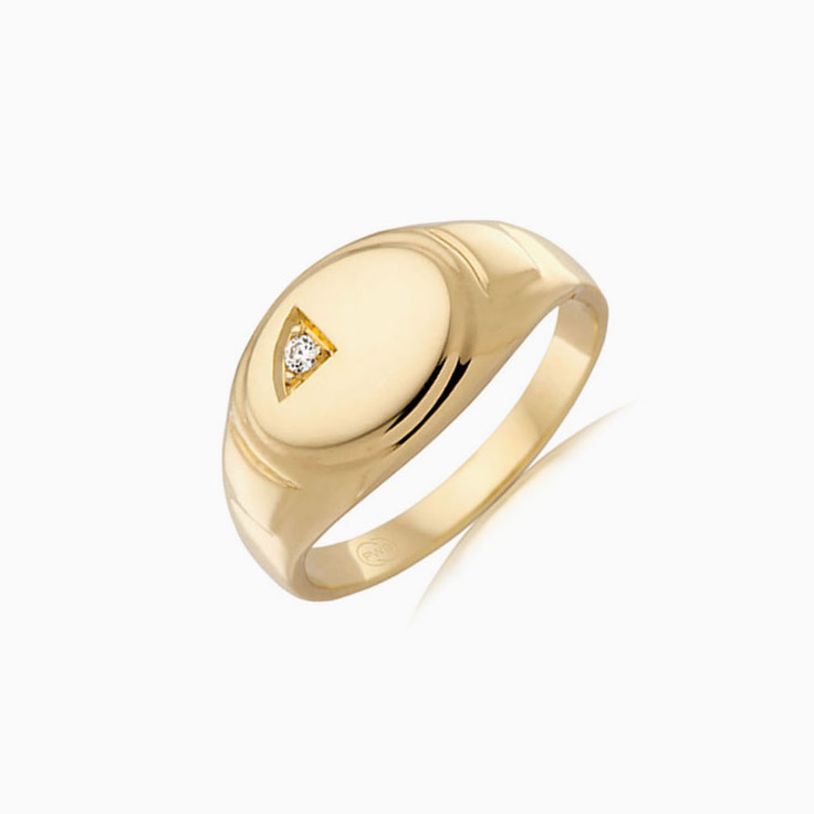 Oval Diamond Signet Wedding Ring