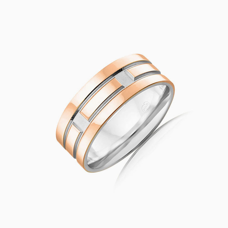 Grooved Mens wedding ring 2T3732