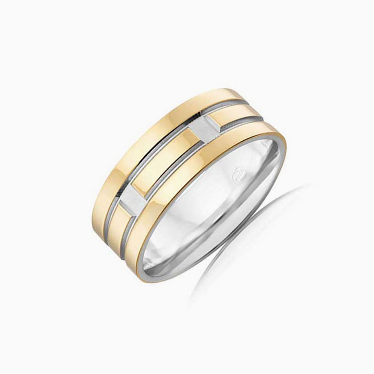 Grooved Mens wedding ring 2T3732