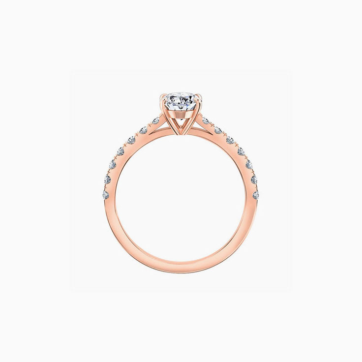 Oval cut diamond engagement ring set on a diamond band