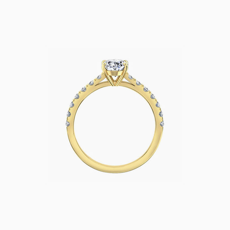 Oval cut diamond engagement ring set on a diamond band