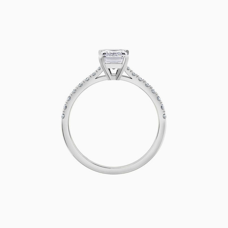 Emerald Cut Engagement Ring On A Pave Band
