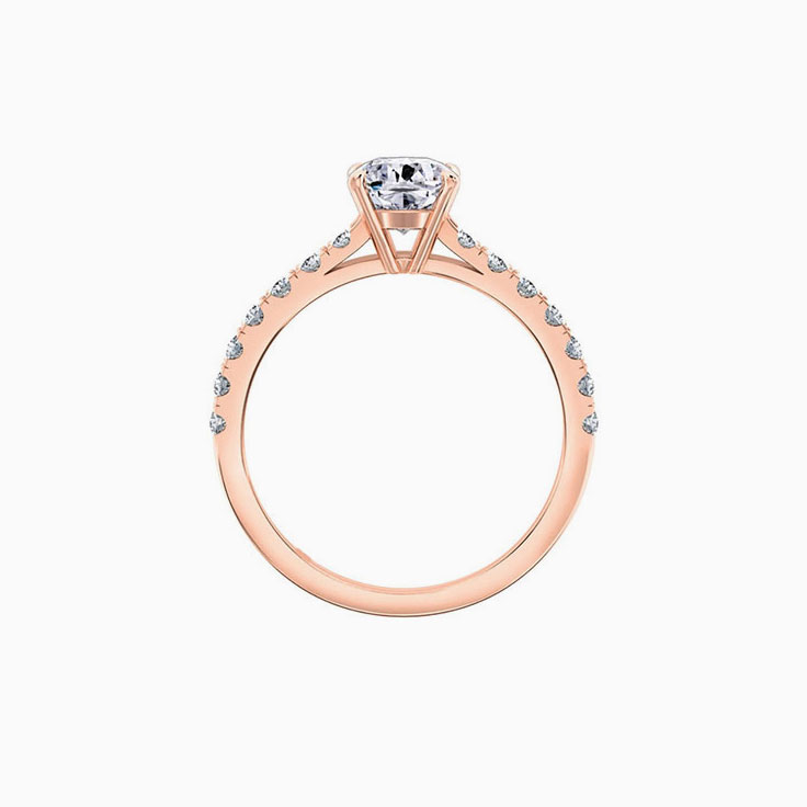 Cushion Cut Engagement Ring On A Pave Band