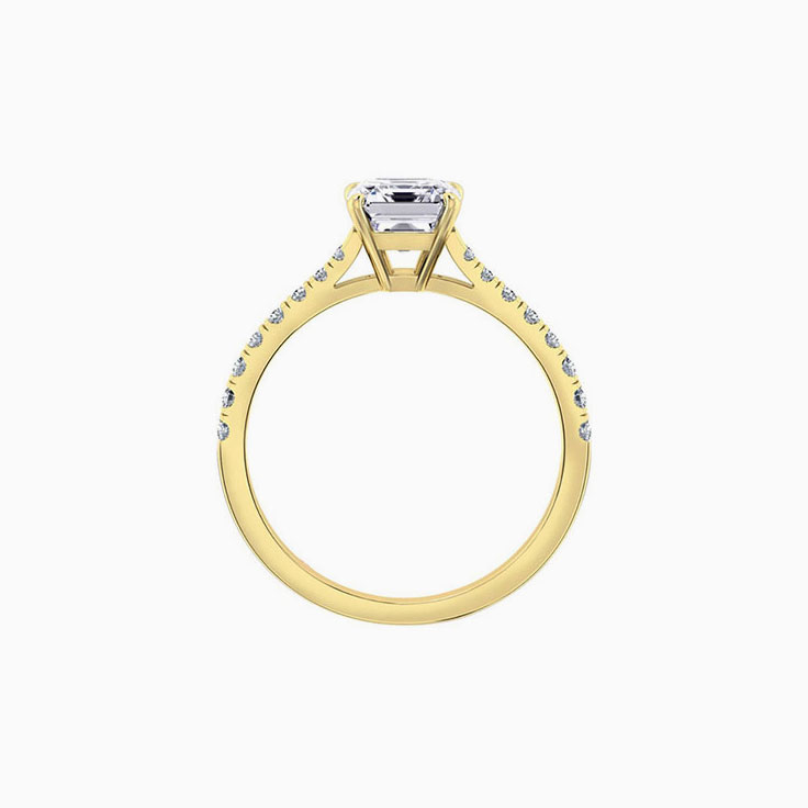 Asscher Cut Engagement Ring On A diamond Band