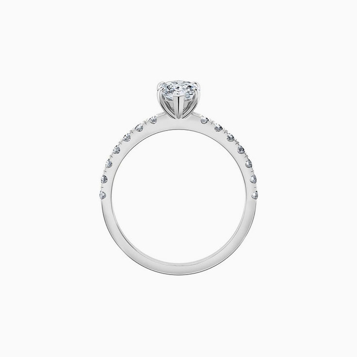 Marquise cut diamond engagement ring with diamond band