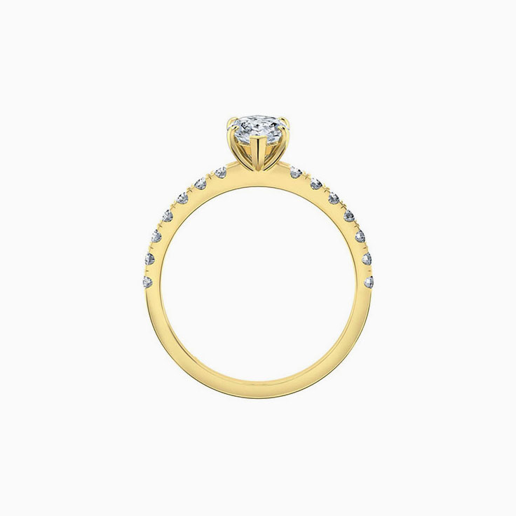 Marquise cut diamond engagement ring with diamond band