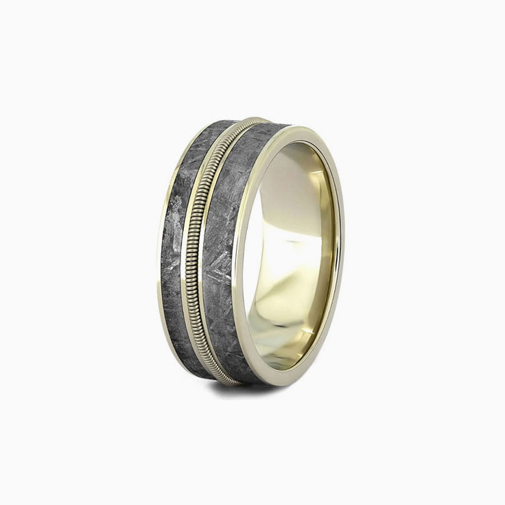 Mens Band With Guitar string And Meteorite