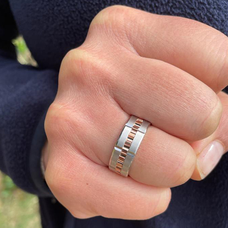 Two tone mens wedding ring 5020P
