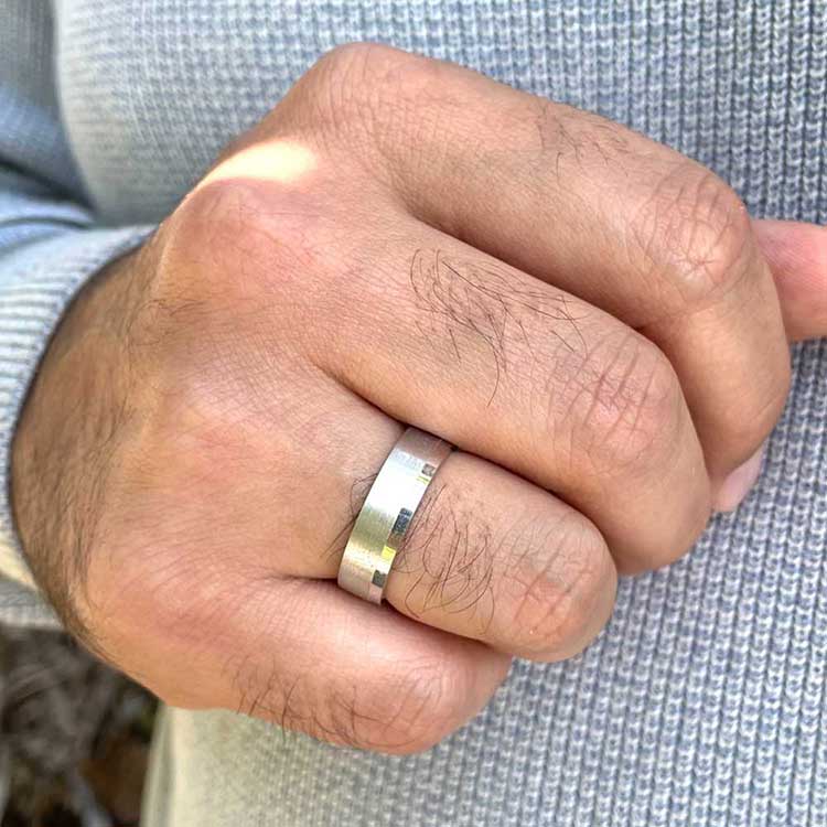 Side Grooved mens ring 3031