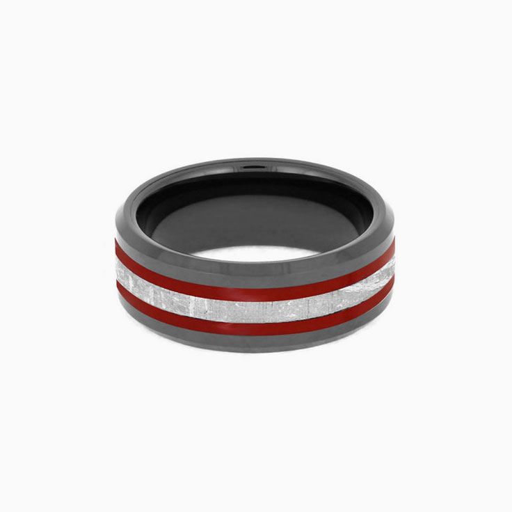 Black Ring with Red Stripes Meteorite