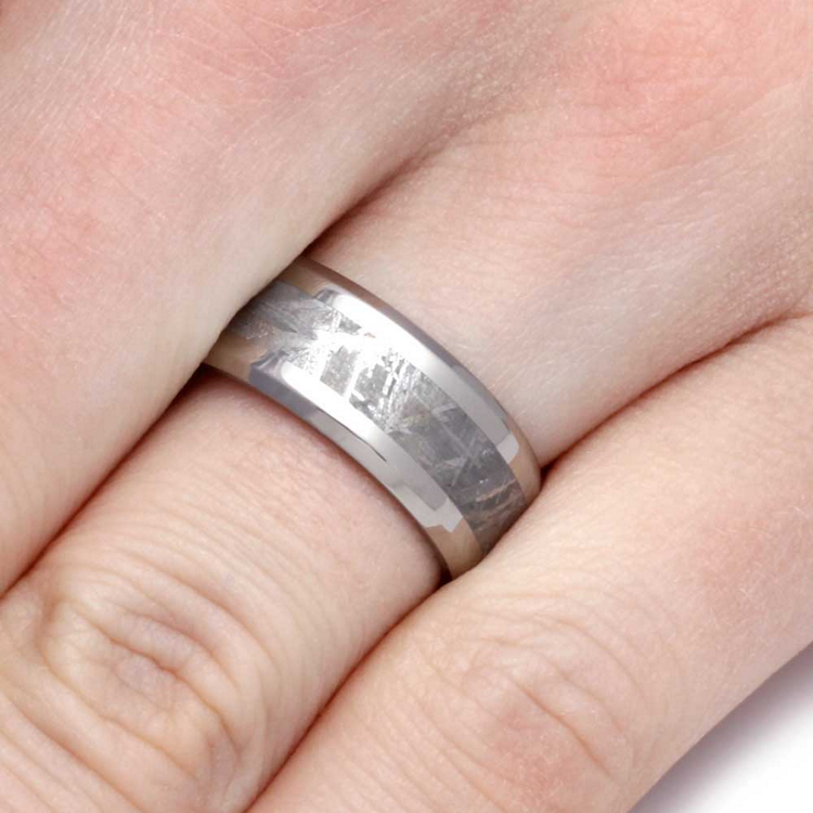 Gibeon Meteorite Wedding Ring With Beveled Edges