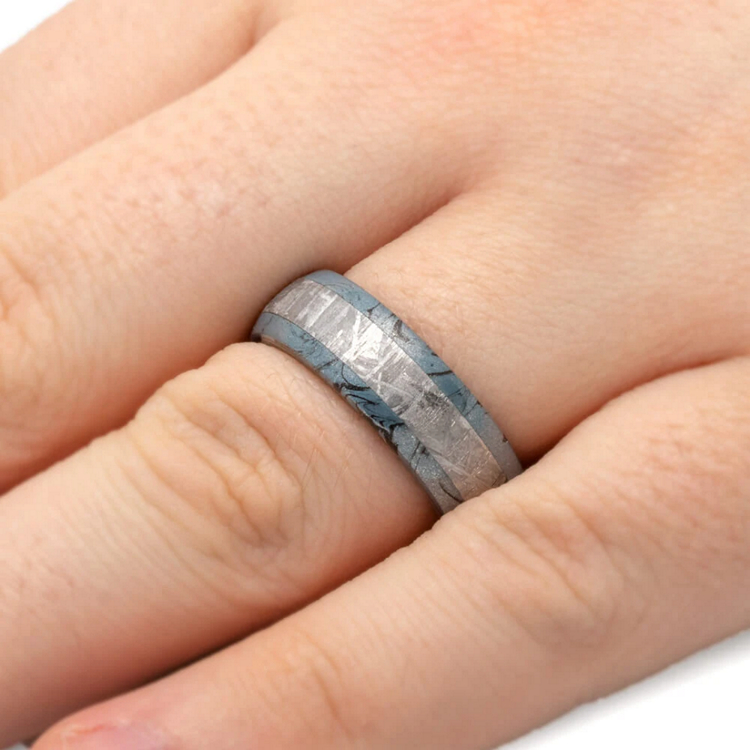 Mokume Ring With Meteorite Band